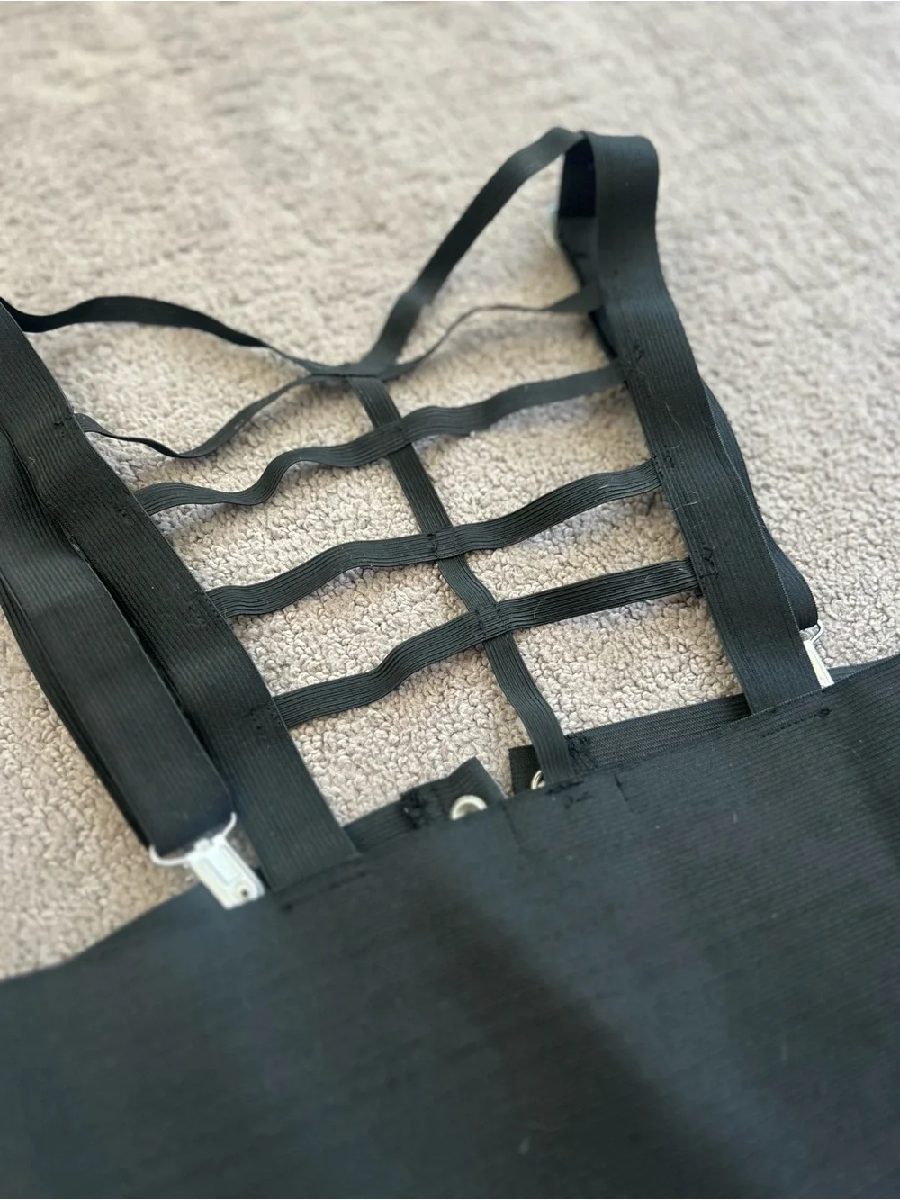Hot Topic Black Elastic Corset Belt with Snap and Strappy Detail
